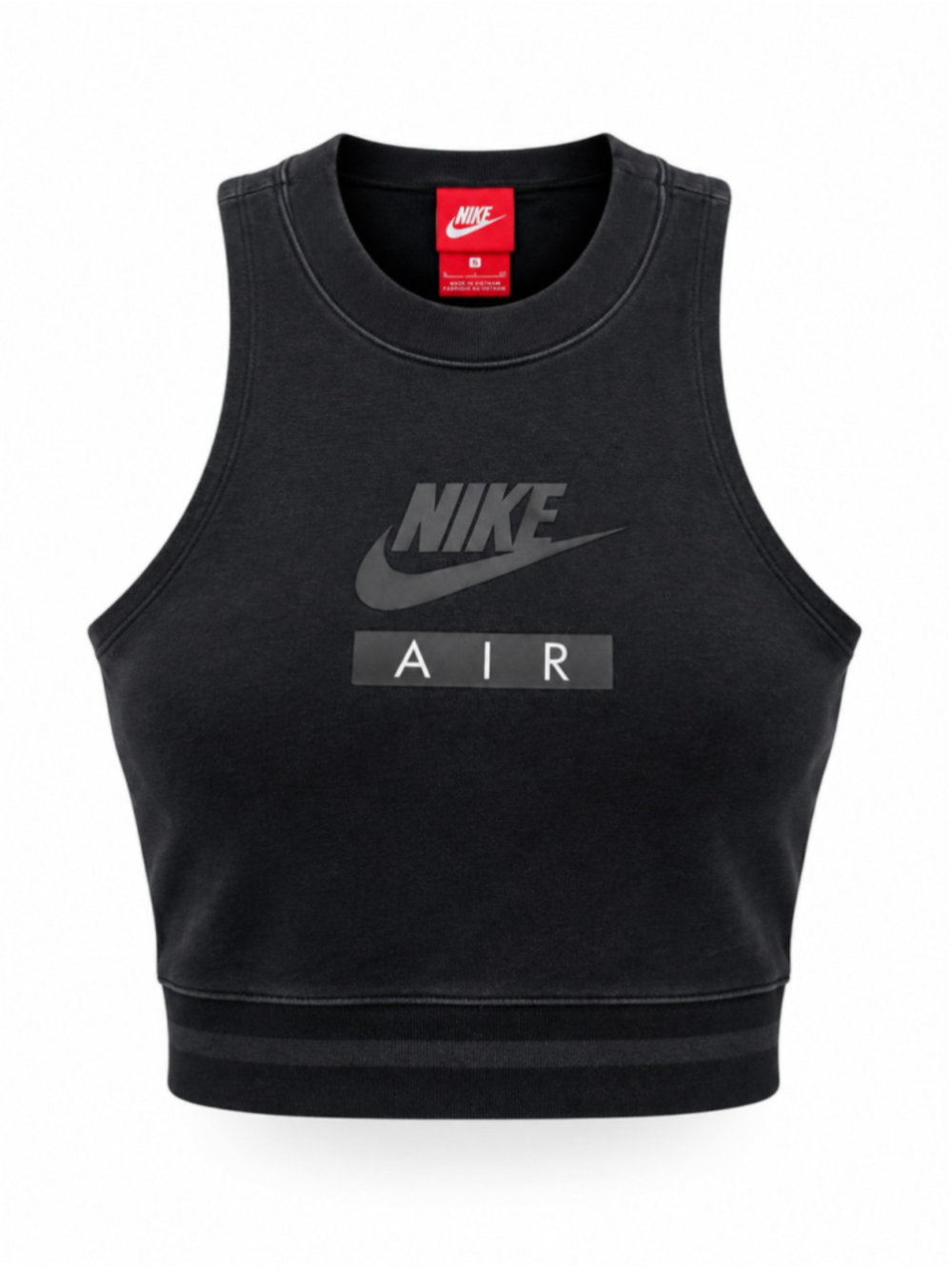 Nike Air Cropped Racerback Tank Top Womens Small Black Swoosh Logo Athleisure